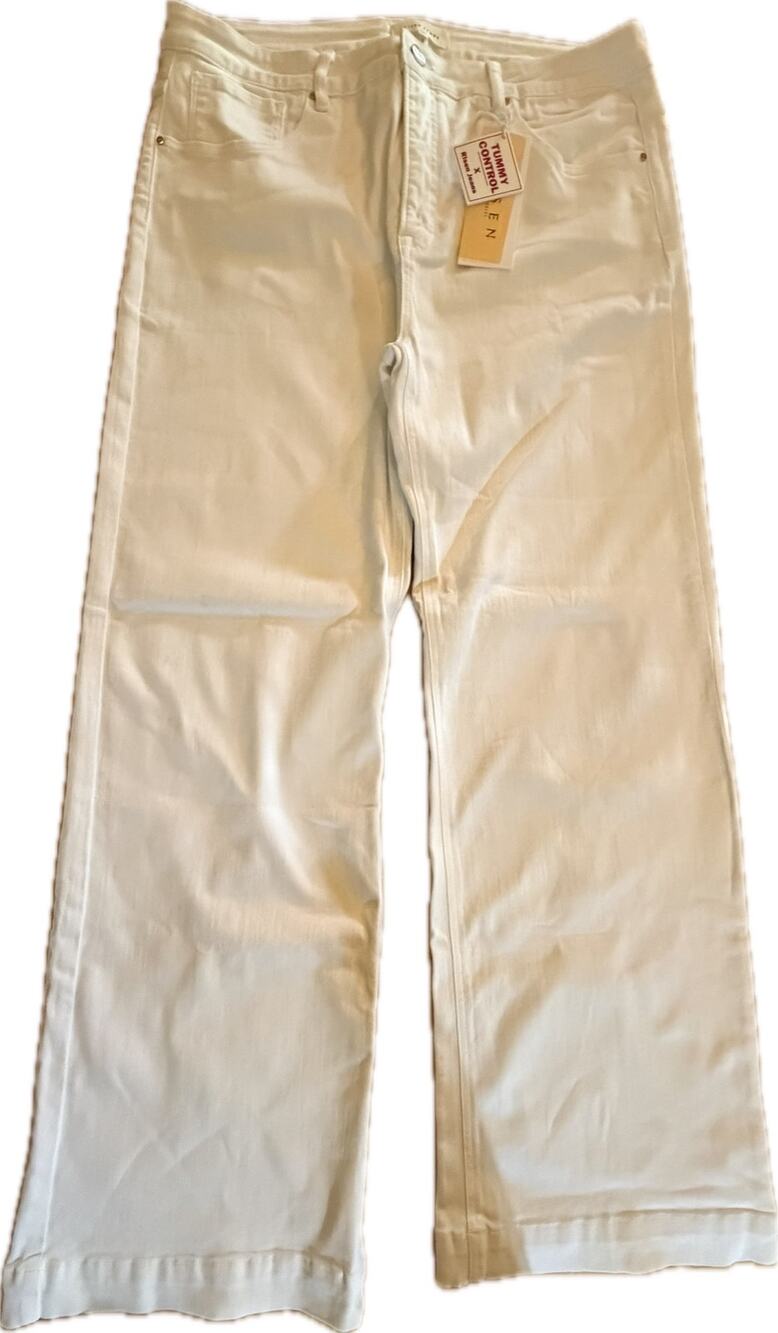Risen Jeans Womens Plus Size 3XL White Wide-Leg Trouser Jeans High Rise
